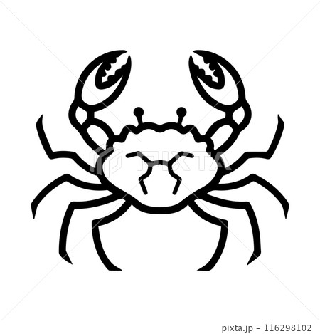 Crab icon or modern line symbol. Vector line art and icon design with bold outline. Black and white Pixel Perfect minimalistic symbol isolated white background. Silhouette simple thin sign 116298102