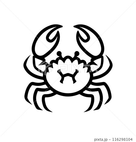 Crab icon or modern line symbol. Vector line art and icon design with bold outline. Black and white Pixel Perfect minimalistic symbol isolated white background. Silhouette simple thin sign 116298104