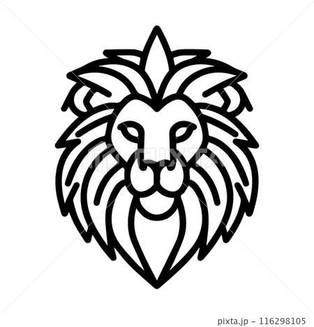 Lion icon or modern line symbol. Vector line art and icon design with bold outline. Black and white Pixel Perfect minimalistic symbol isolated white background. Silhouette simple thin sign Lion icon or modern line symbol. Vector line art and icon design with bold outline. Black and white Pixel Perfect minimalistic symbol isolated white background. Silhouette simple thin sign 116298105