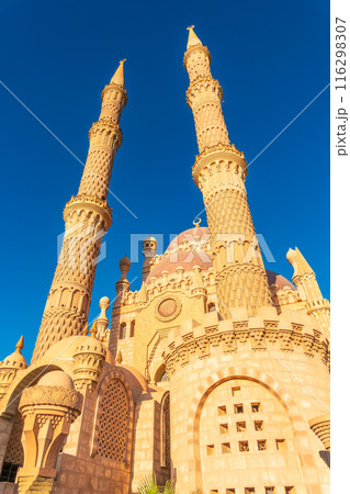 Beautiful Al Mustafa Mosque in Old Town of Sharm El Sheikh in Egypt, at sunset 116298307