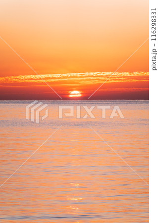 Beautiful red and orange sunrise over the sea. 116298331