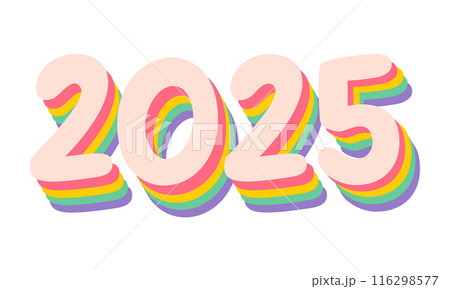 Vector numbers of 2025 on isolated background for Christmas and New year in retro style. New year postcard 2025. 116298577