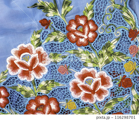 Vintage floral fabric, thai style for background Vintage floral fabric, thai style for background 116298701