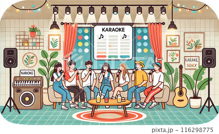 友達と楽しむカラオケナイト:音楽と笑いが溢れる楽しい時間 友達と楽しむカラオケナイト:音楽と笑いが溢れる楽しい時間 116298775