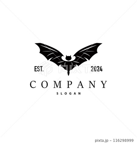Bat logo design simple halloween bat black silhouette illustration design template 116298999