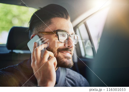 Phone call, man and thinking in car for business trip, communication and private driver in city. Talking, smartphone and male designer in taxi for back seat, travel and commute by window for work Phone call, man and thinking in car for business trip, communication and private driver in city. Talking, smartphone and male designer in taxi for back seat, travel and commute by window for work 116301033