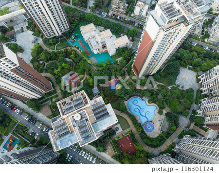 Aerial view of modern apartment house in China Aerial view of modern apartment house in China 116301124