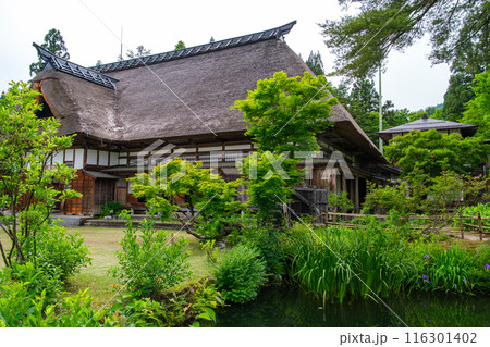 茅葺屋根と庭 茅葺屋根と庭 116301402