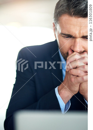 Businessman, laptop and financial stress for corporate deal or stock market crash, research or problem solving. Male person, broker and economy review or mistake for investment fail, crisis or email Businessman, laptop and financial stress for corporate deal or stock market crash, research or problem solving. Male person, broker and economy review or mistake for investment fail, crisis or email 116301809