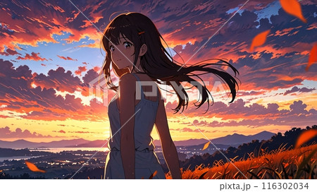 夕暮れ時の美少女004 夕暮れ時の美少女004 116302034