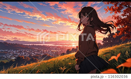 夕暮れ時の美少女006 夕暮れ時の美少女006 116302036