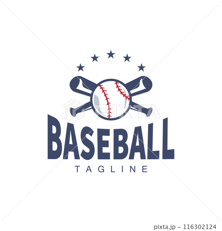 Modern vector baseball logo baseball softball sport simple bat and ball template illustration 116302124