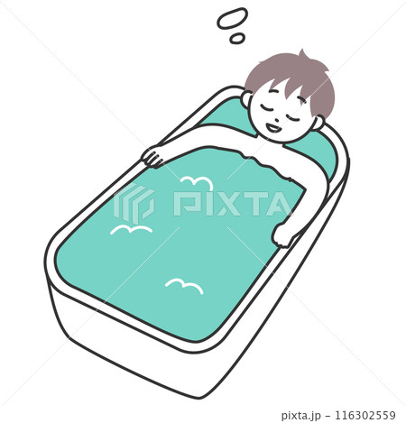 男性がお風呂でリラックスしているイラスト 116302559