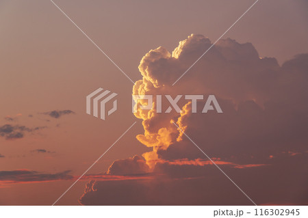 夏の夕暮れの北の空に湧き上がる積乱雲　b-4 暖色 116302945