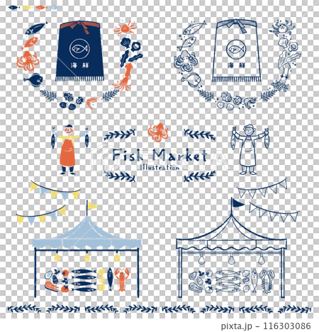 海鮮市場・マルシェのベクターイラスト 116303086