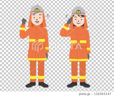 男女消防員全身圖 116303147