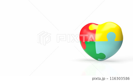 The puzzle heart multicolour  for empathy and teamwork 3d rendering. 116303586