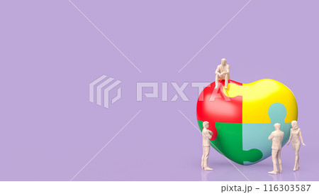 The puzzle heart multicolour for empathy and teamwork 3d rendering. The puzzle heart multicolour for empathy and teamwork 3d rendering. 116303587