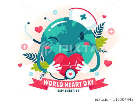 World Heart Day Vector Illustration on 29 September to Raise Awareness About the Importance of Health, Care, and Disease Prevention in the Background World Heart Day Vector Illustration on 29 September to Raise Awareness About the Importance of Health, Care, and Disease Prevention in the Background 116304442