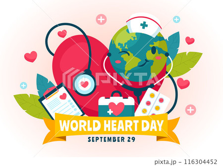 World Heart Day Vector Illustration on 29 September to Raise Awareness About the Importance of Health, Care, and Disease Prevention in the Background World Heart Day Vector Illustration on 29 September to Raise Awareness About the Importance of Health, Care, and Disease Prevention in the Background 116304452