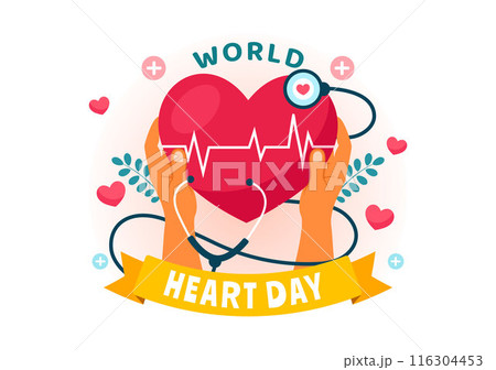 World Heart Day Vector Illustration on 29 September to Raise Awareness About the Importance of Health, Care, and Disease Prevention in the Background World Heart Day Vector Illustration on 29 September to Raise Awareness About the Importance of Health, Care, and Disease Prevention in the Background 116304453