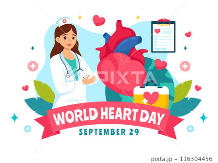 World Heart Day Vector Illustration on 29 September to Raise Awareness About the Importance of Health, Care, and Disease Prevention in the Background World Heart Day Vector Illustration on 29 September to Raise Awareness About the Importance of Health, Care, and Disease Prevention in the Background 116304456