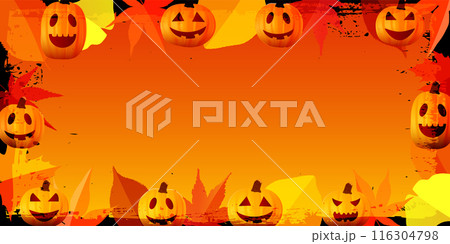 ハロウィン　秋　かぼちゃ　フレーム　背景 116304798