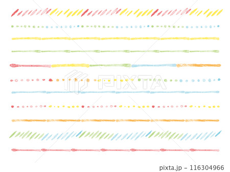 水彩風のカラフルな飾り線11点セット 116304966
