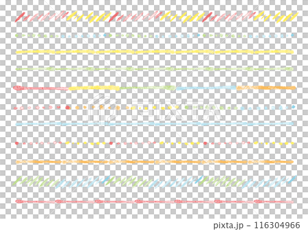 水彩風のカラフルな飾り線11点セット 116304966