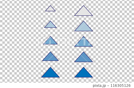 Set of blue triangle flow charts 116305126
