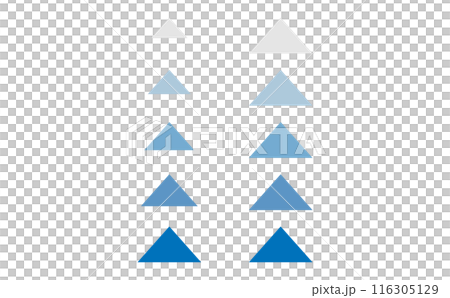 Set of blue triangle flow charts 116305129