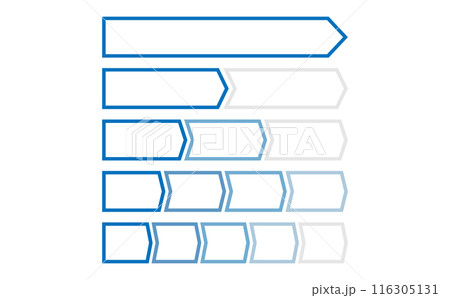 青色の帯状のフローチャートのセット 116305131