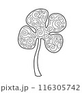 Shamrock leaf. Four leaf clover. Irish luck symbol. St Patricks day design. Vector illustration 116305742