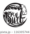 monochrome surfing badge, fitness hipster vintage label for flayer, poster, logo or tshirt print 116305744
