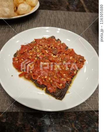 BEEF DRIVE WITH BALADO SAMBAL TOPPING BEEF DRIVE WITH BALADO SAMBAL TOPPING 116305880