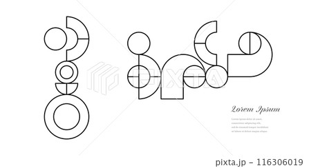 幾何学 抽象 サークル パターン レトロ アイコン セット 116306019