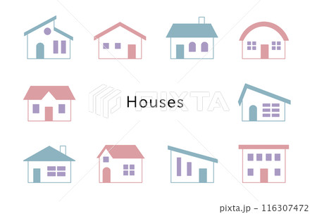 Houses　スカイブルー＆コスモス　窓ラベンダー 116307472