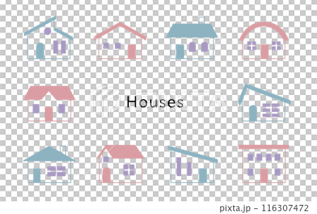 Houses　スカイブルー＆コスモス　窓ラベンダー 116307472