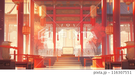 anime style background chinese asia japan china architecture, ai 116307551