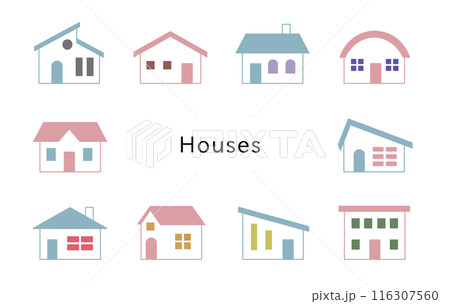 Houses　スカイブルー＆コスモス　窓カラフル 116307560