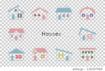 Houses　スカイブルー＆コスモス　窓カラフル 116307560