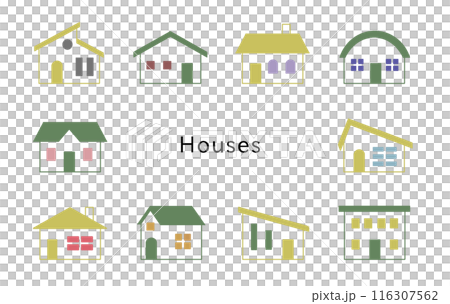 Houses Forest & Cream Yellow Colorful Windows 116307562