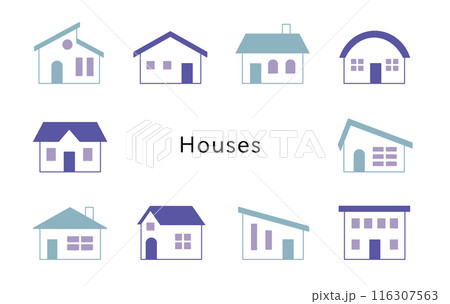 Houses　ブルー＆スカイブルー　窓ラベンダー 116307563