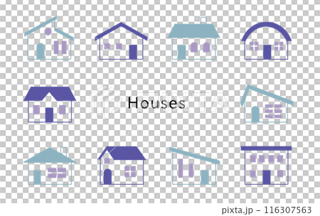 Houses　ブルー＆スカイブルー　窓ラベンダー 116307563