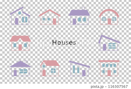 Houses Lavender Cosmos Window Sky Blue 116307567