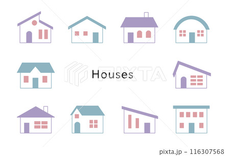 Houses　ラベンダー＆スカイブルー　窓コスモス 116307568