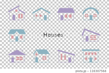 Houses　ラベンダー＆スカイブルー　窓コスモス 116307568