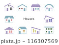 Houses　ラベンダー＆スカイブルー　窓カラフル 116307569