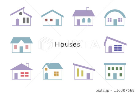 Houses　ラベンダー＆スカイブルー　窓カラフル 116307569