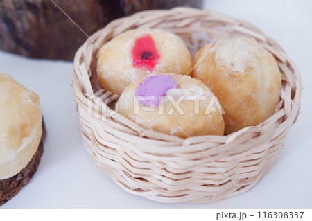 flavored ball donuts as a background 116308337
